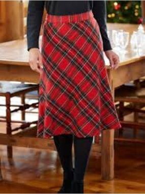 Holiday Editions Red Tartan Plaid Midi Skirt. 10